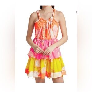 Farm Rio mixed neon garden mini dress - size small, never worn